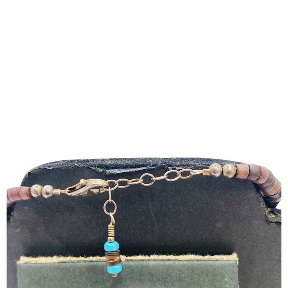 Vintage Navajo Handmade Silver Turquoise Pipestone Beaded Necklace Claw Pendant - Picture 11 of 13